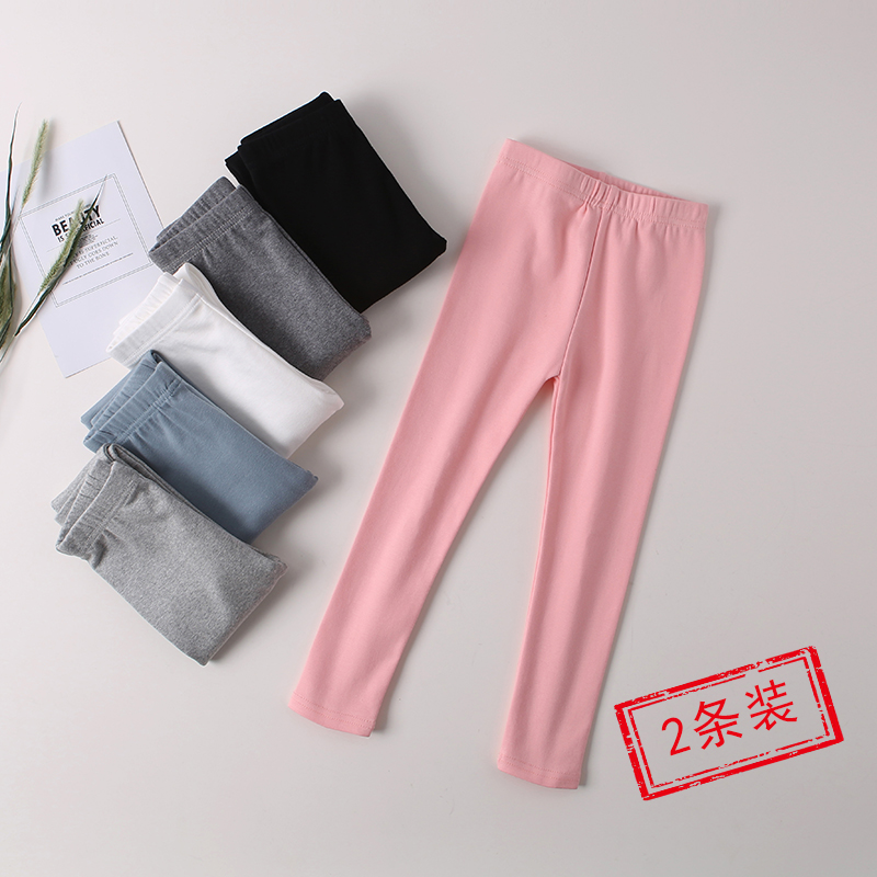 Picture of Girls' leggings spring and autumn thin white outer wear children's black autumn pure cotton gray baby thick long pants