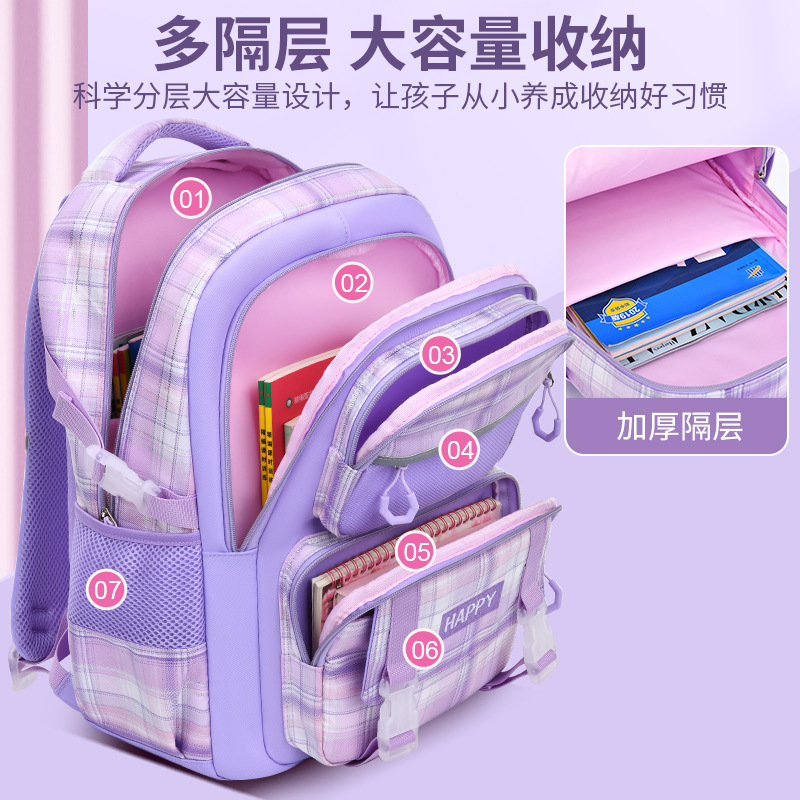 Picture of Primary school student schoolbag Grade One Two Three to six burden reduction children's schoolbag new spine protection waterproof girls' backpack