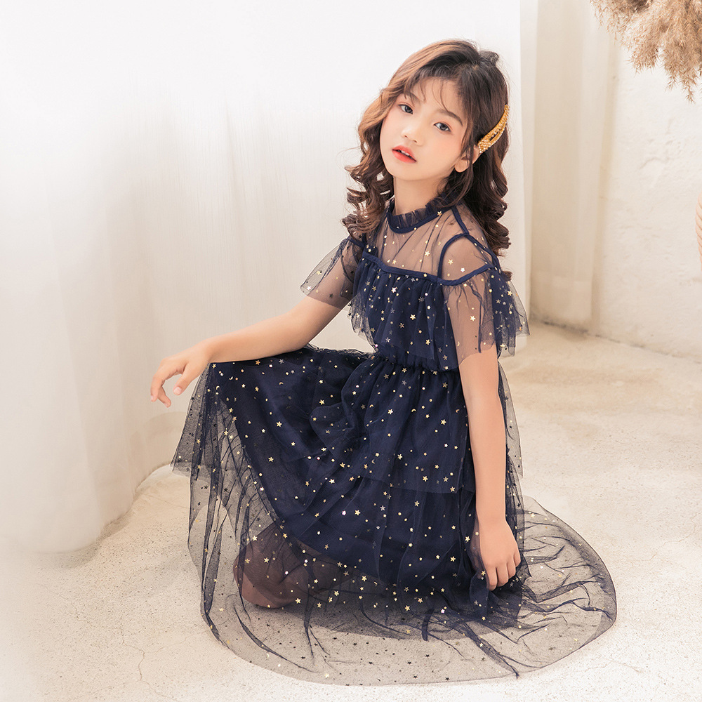 Picture of Aliexpress Amazon Popular Sequin Skirt Cross-Border Children's Clothing Star Mesh Princess Skirt Big Children's Dress 360g