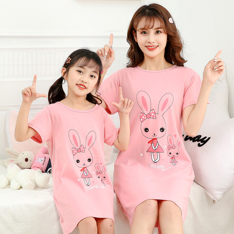 Picture of Women's Nightdress Women's Spring and Summer New Children's Clothing Girls' Pajamas Summer Cotton Home Girl's Dress Casual