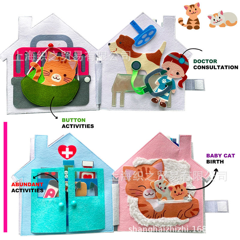 Picture of Movebo Cross-Border Kidsren's Cloth Book Pet Hospital Baby Early Education Educational Felt Toy