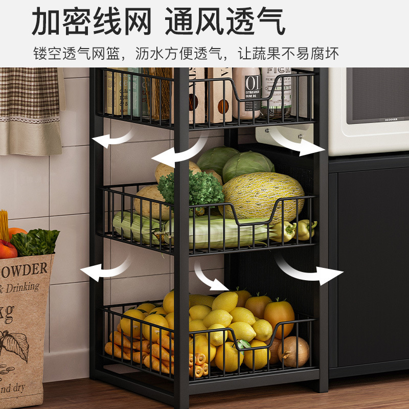 Picture of Floor-type Kitchen Storage Rack Household Vegetable Cutting Table Microwave Oven Electrical Appliances Storage Cabinet Multifunctional Cookware Storage Rack