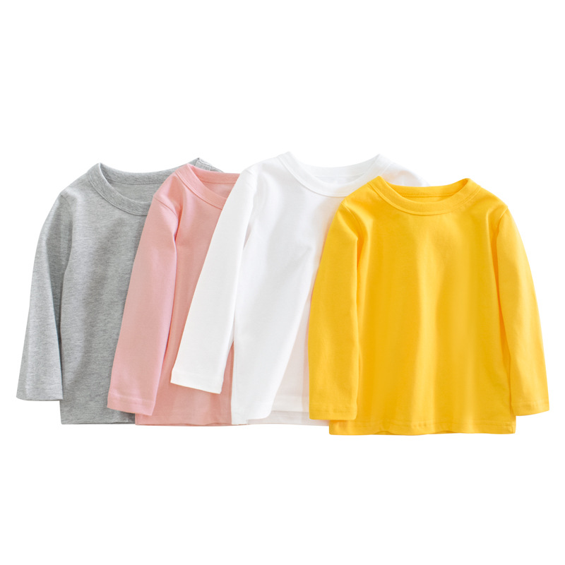 27Kids Brand Kidsren's Clothing Autum 2024 Boys' Long-Sleeved T-Shirts Pure Color Advertising Shirts Kidsren's Clothes One Piece Delivery