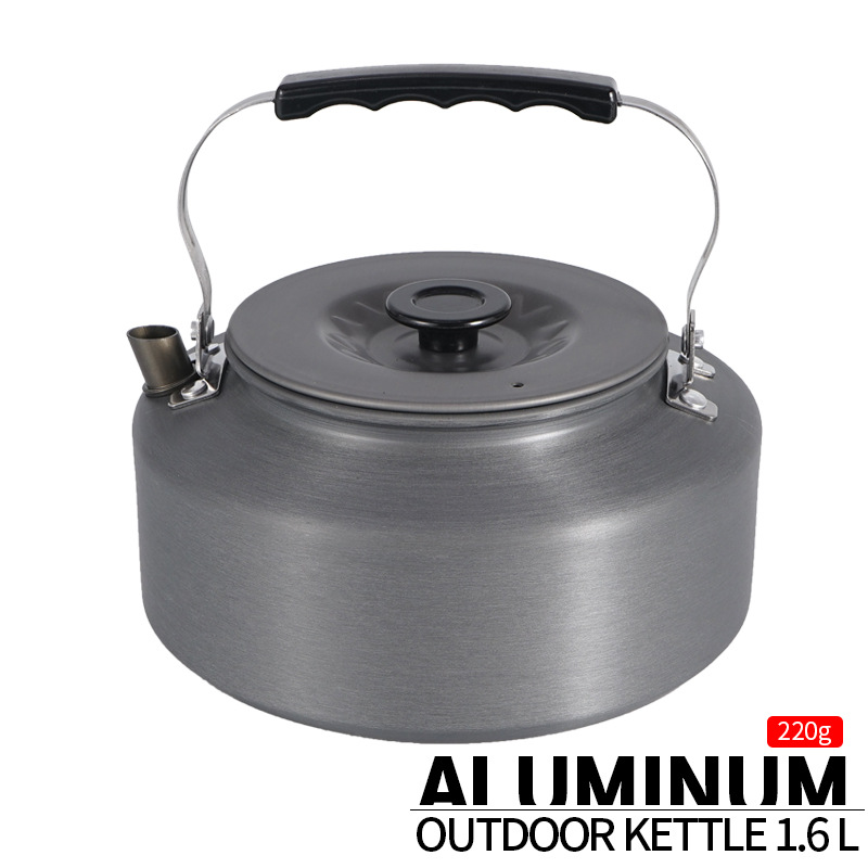 Picture of Outdoor Kettle Set Pot Outdoor Teapot Camping Aluminum Alloy 1.6L Large Capacity Coffee Pot Portable Kettle