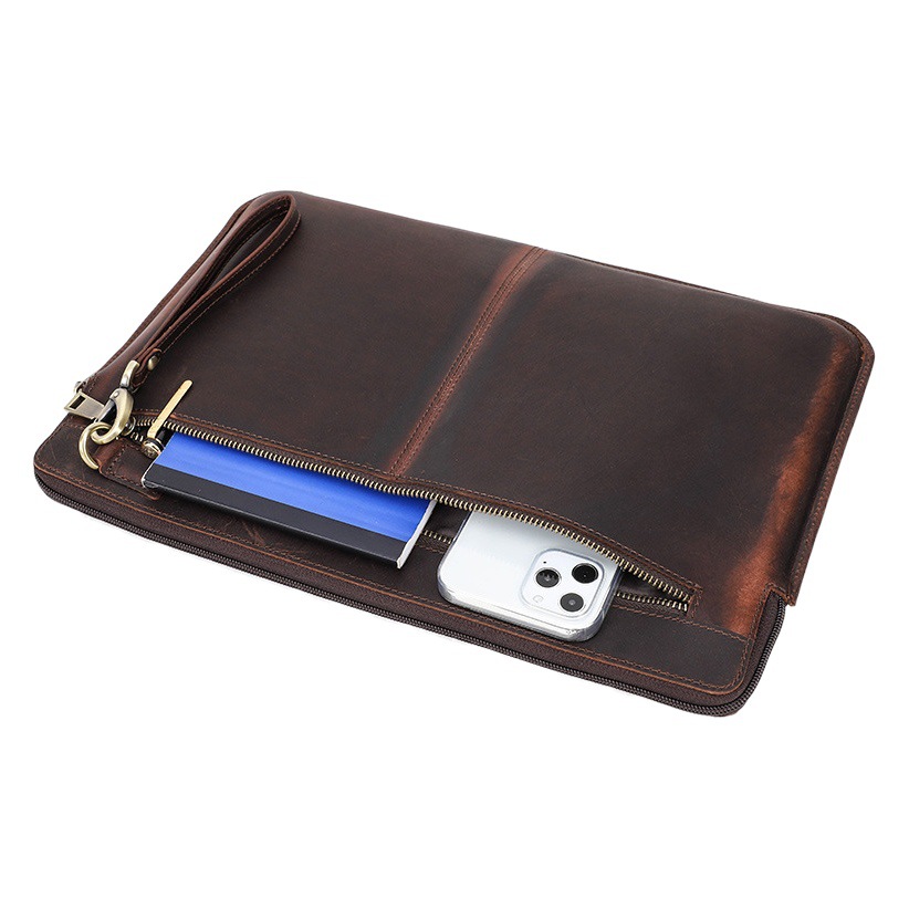 Suitable for macbookpro15 Leather Protective Case with Wrist Zipper Apple Laptop Inner Bag