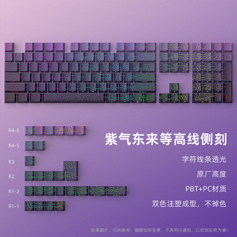 Picture of Original height contour terrain PBT thermal sublimation side engraved transparent keyboard keycap personalized creative diy customized