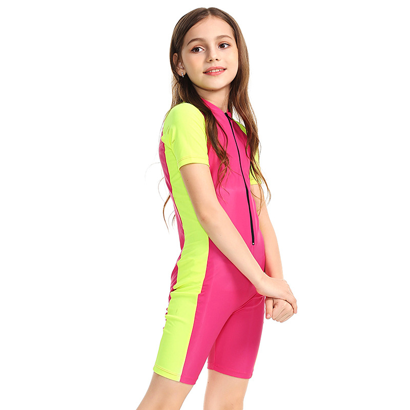 Picture of Children's swimsuit one-piece sunscreen short sleeve diving suit surfing suit snorkeling suit swimming equipment swimsuit girls wholesale