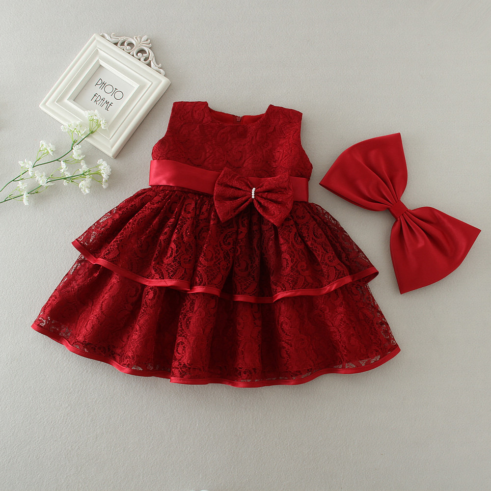 Picture of Maiqi 2017 New Girl Baby Baby First Birthday Full Moon Wine Wedding Dress Princess Dress
