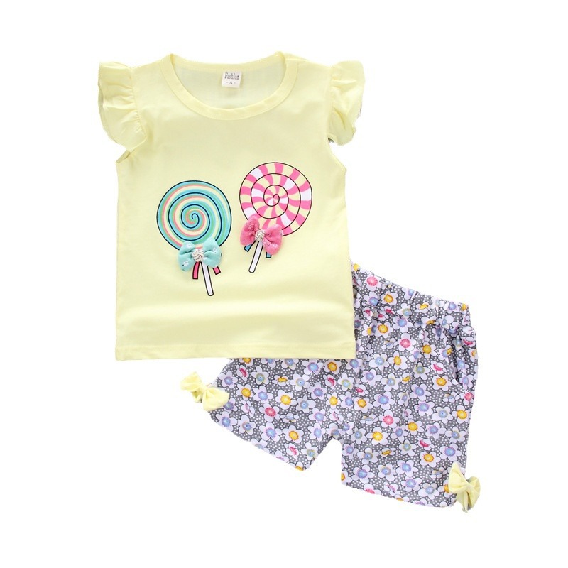 Picture of Summer Children's Lollipop Sleeveless Shorts Two-Piece Set Girl Baby Cartoon 0-4 Years Old Children's Suit Vest Set