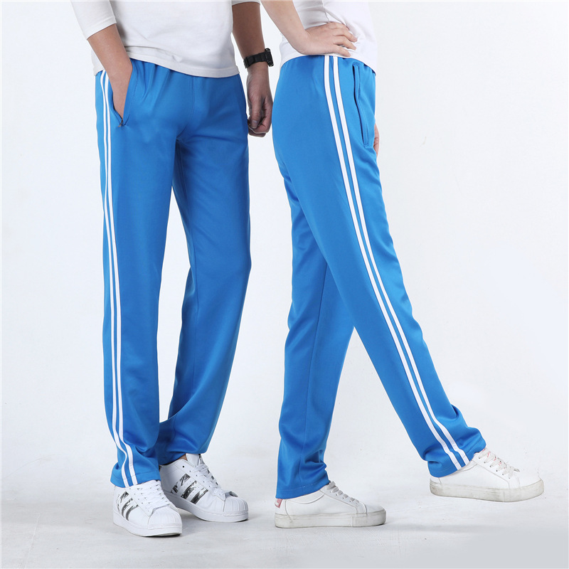 School Pants Two Stripes Sky Blue Junior High School and High School Student Pants Sweatpants Men's and Women's Pants Korean Style Loose School Uniform Pants