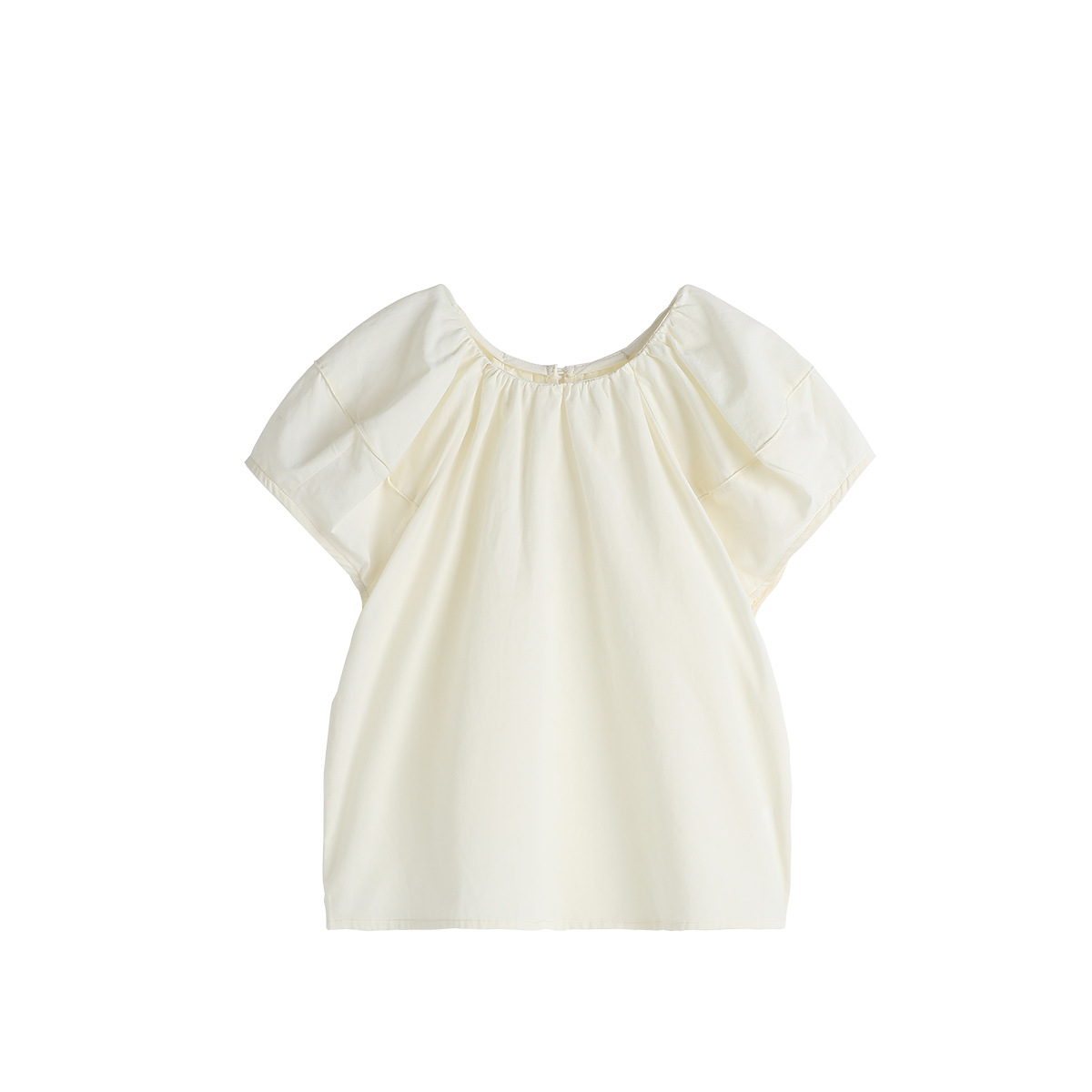 Picture of Korean style elegant sweet style girls' puff sleeve T-shirt refreshing and comfortable girls' small shirt 2024 Summer cotton shirt