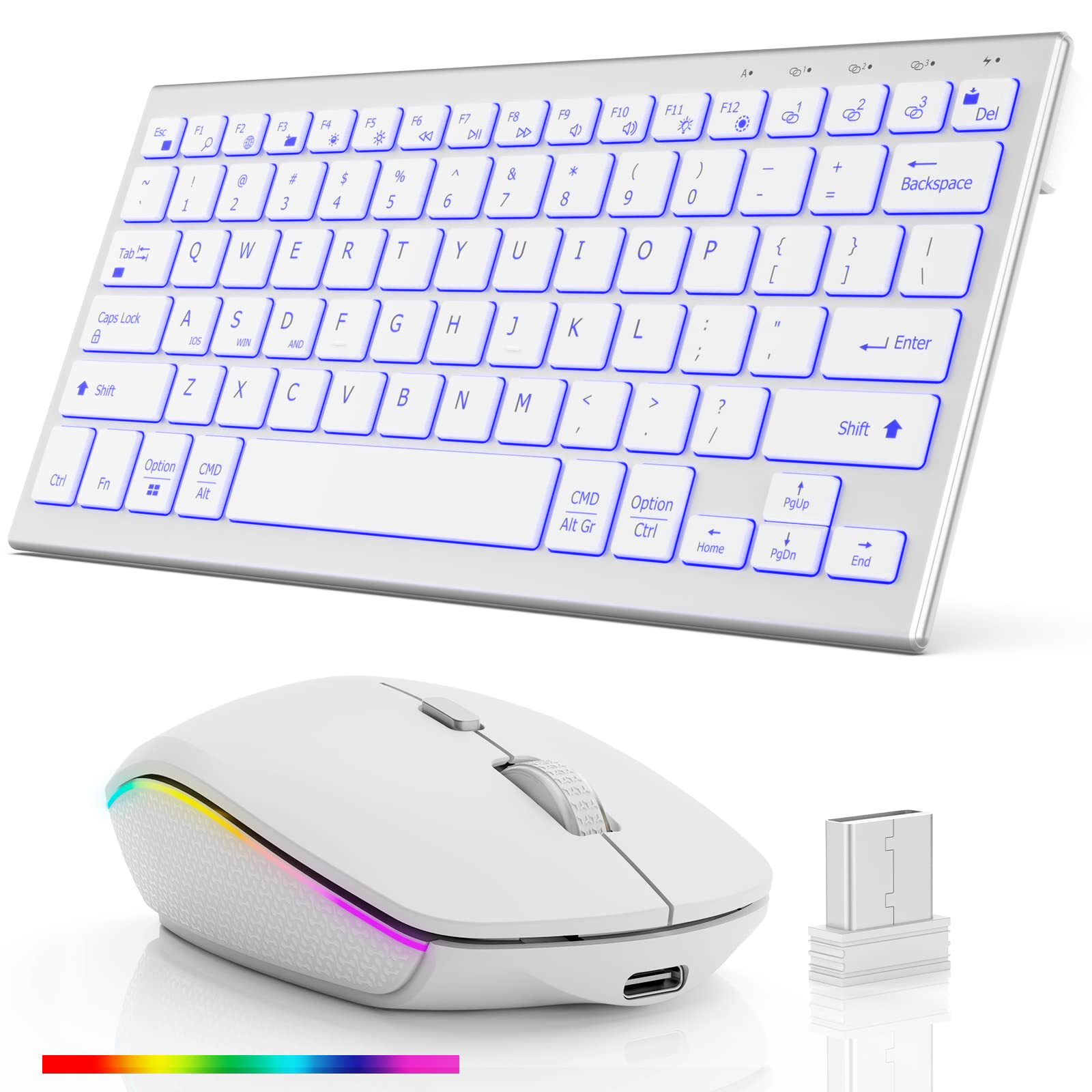 Picture of Ultra-thin backlit wireless keyboard and mouse 2.4g Rechargeable Bluetooth keyboard and mouse office set cross-border ebay Amazon
