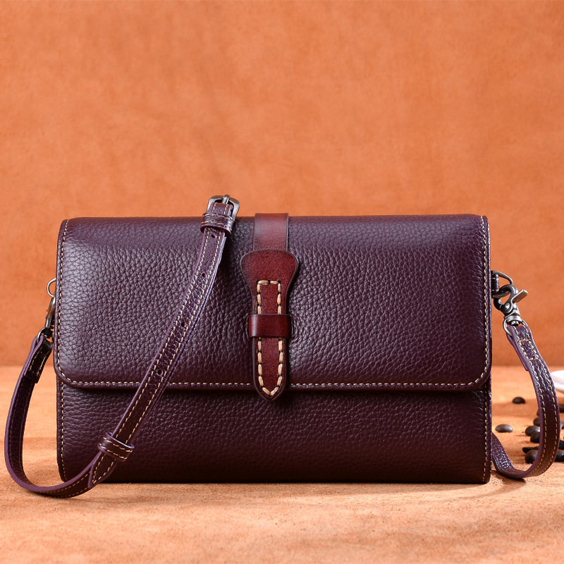 Genuine Leather Women's Bag Summer New Bag Women's Top Layer Cowhide Women's Shoulder Crossbody Bag Korean All-match Small Square Bag