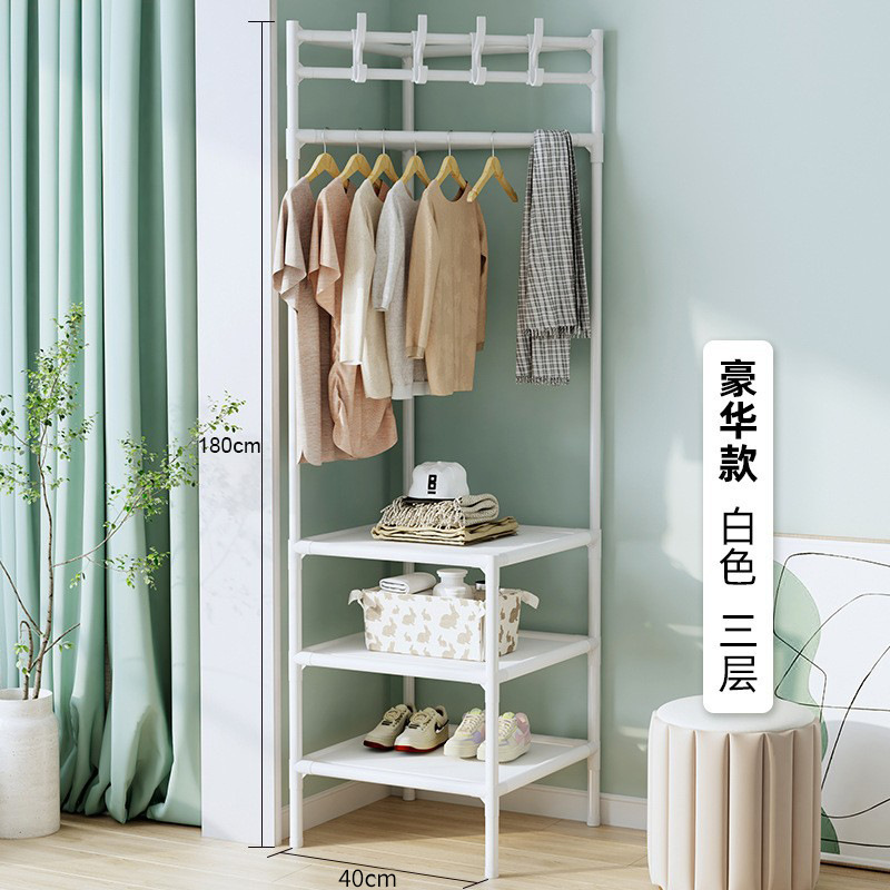 Picture of Corner Coat Rack Floor Hanger Multi-functional Bedroom Modern Simple Metal Storage Rack Household Hanger