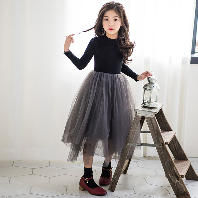 Picture of HT118 Girls' Autumn and Winter 2020 Girls' dress fleece-lined Thickened Korean Style Children's Wear Female Princess Dress Mesh Dress