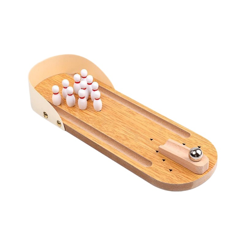 Picture of Wooden Mini Bowling Parent-Child Interactive Desktop Game Indoor Game Ball Boys Girls Children Toy Gift