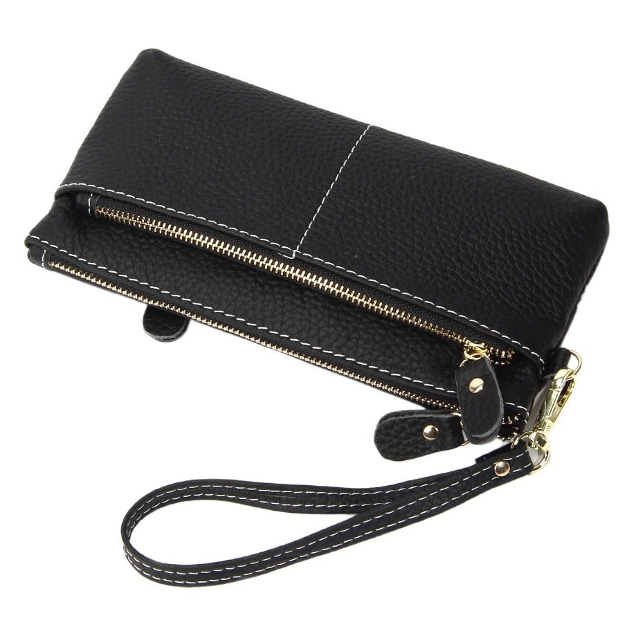 New simple long women's wallet fashion genuine leather clutch Korean thin stitching zipper clutch