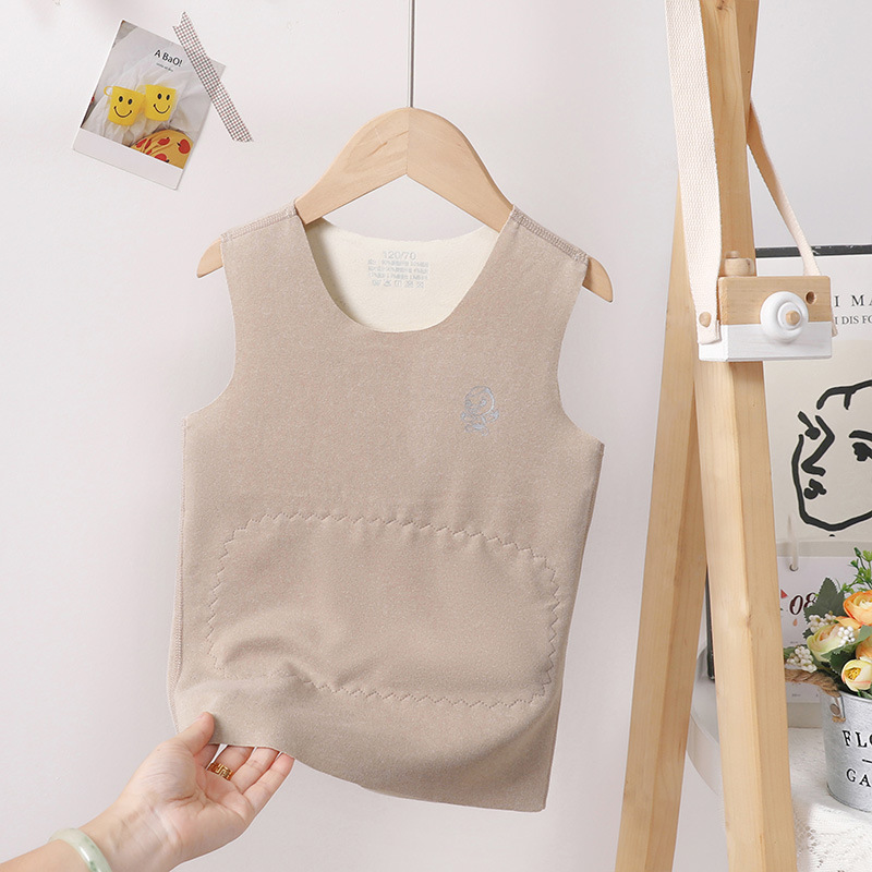 Picture of Children's thermal patch vest boys and girls belly protection double-sided velvet waistcoat baby autumn and winter seamless inner wear sleeveless base