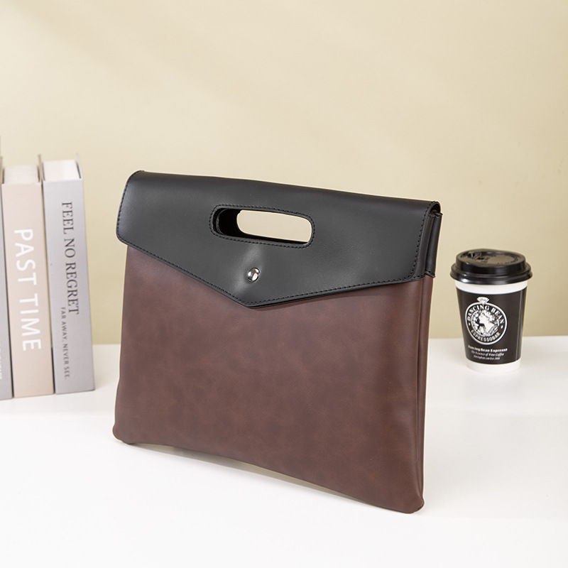 Picture of 2025 New Men's Handbag Crazy Horse Leather Men's Clutch Bag Trendy Clutch File Bag Contrast Color Bag File Bag