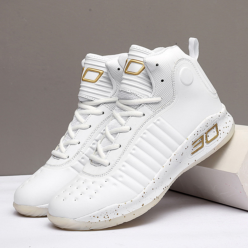 Picture of White sneakers men's autumn new high-top basketball shoes cross-border plus size sports competition boots female students 36-45