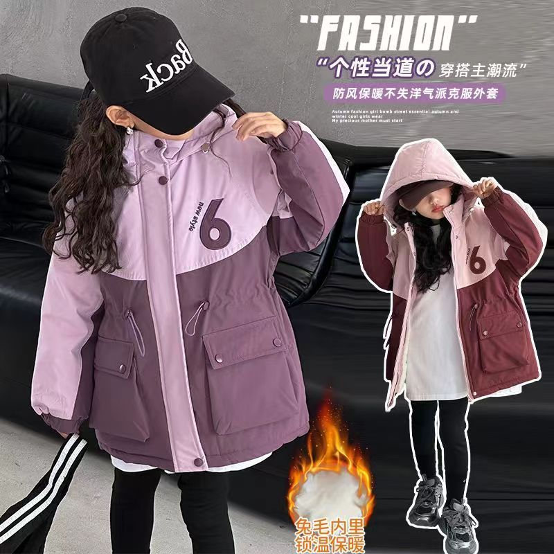 Girls' Winter Clothing Cotton-padded Coat 2024 New Western Style Children's Winter Thickened Coat Mid-length Girl's Big Boy's Charge Clothes Explosive