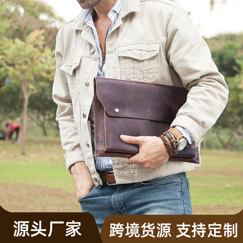 Picture of Suitable for macbookpro14 top layer cowhide protective cover Apple laptop air13.3 inch liner bag
