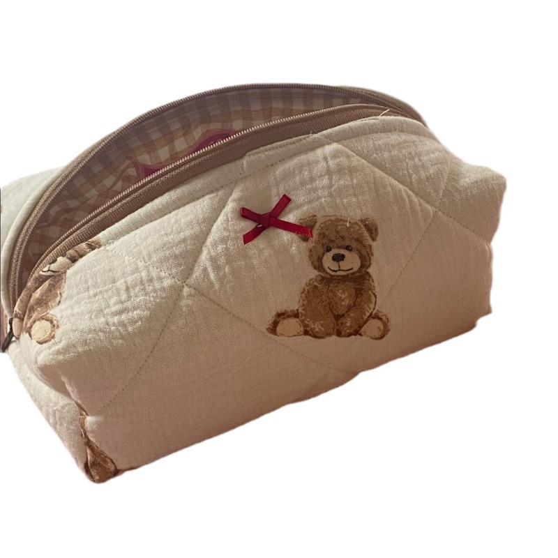 Picture of Cute teddy bear cosmetic bag portable cosmetics and skin care storage bag large capacity cartoon printed wash bag