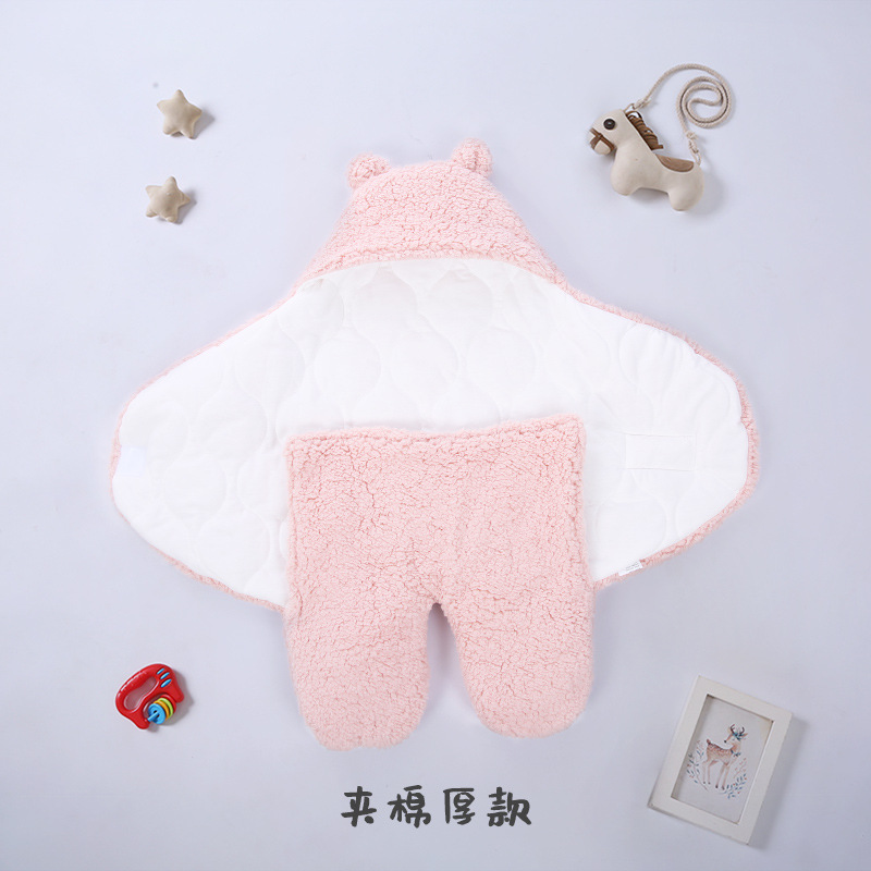 Picture of Baby Sleeping Bag Baby Going Out in Winter Swaddling Newborn Split Swaddling with Velvet Warm Cushion