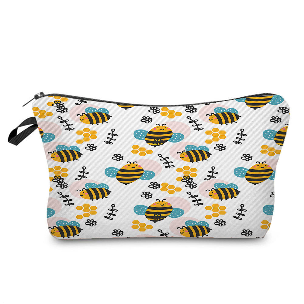 Picture of New arrival cute industrious Bee Printing cosmetic bag dumpling bag lipstick dumpling-shaped bag