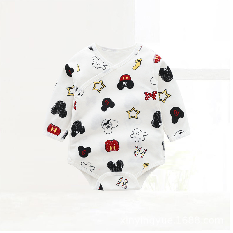 Picture of Factory wholesale autumn and winter new baby clothes cotton long sleeve children's jumpsuit boneless partial open fart clothes