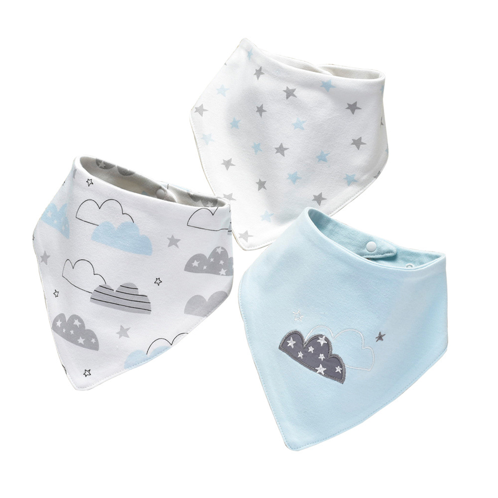 Picture of 3 PCTs Yinxiuli Pure Cotton Baby Slip Towel Baby Snaps Triangle Slip Towel Scarf Bib Bib Cross Border