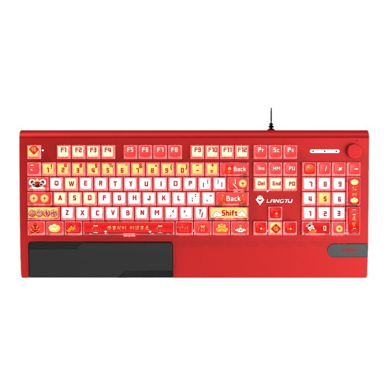 Picture of Wolf Road K1000 Mechanical Keyboard Black Tea Red Silver Shaft E-sports Game Girls Office Cable customized transparent