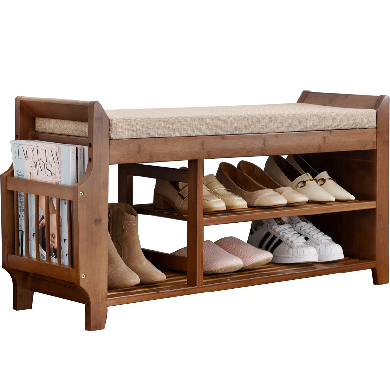 Picture of Portable shoe cabinet shoe changing stool type entry storage soft bag stool shoes wearing stool light luxury American household solid wood shoe changing stool