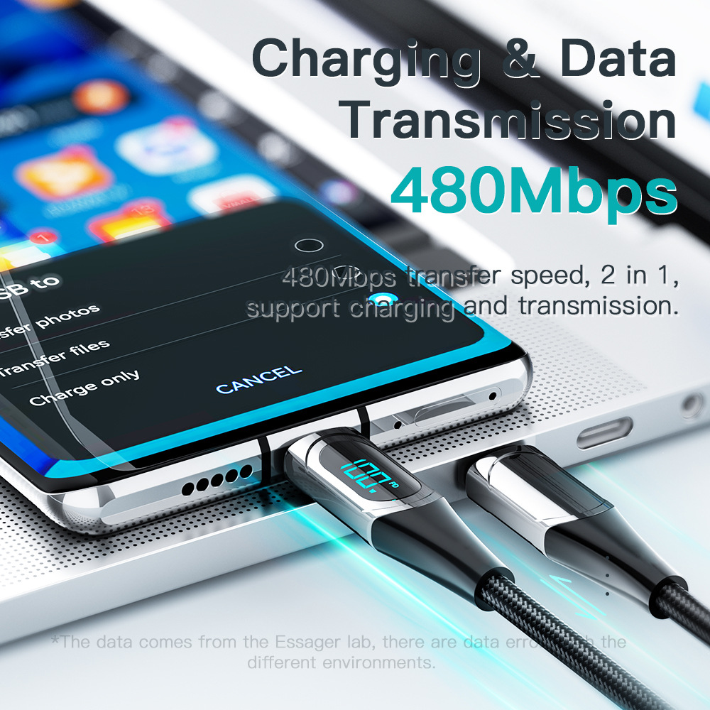 Picture of Spot 100W5A Super Fast Charging Data Cable Suitable for Huawei Notebook Charging Cable Digital Display Pd Fast Charging Cable