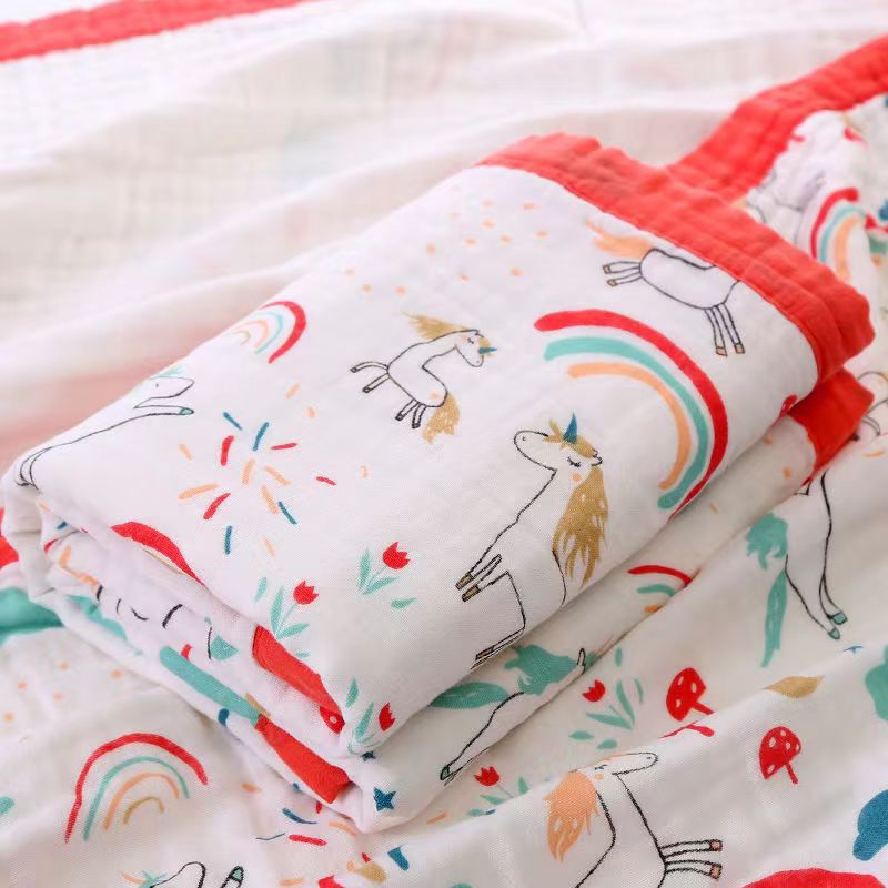 Picture of Six-layer gauze cotton children's quilt cartoon printing baby bath towel thick absorbent factory wholesale summer quilt