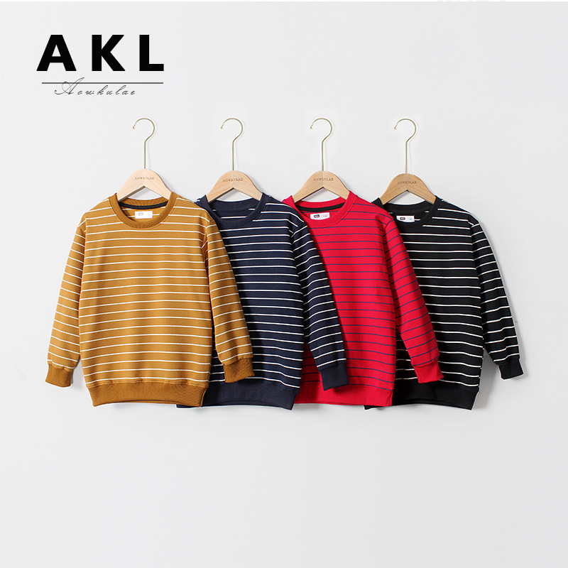 Picture of Autumn 2024 Korean version of children's clothing new boys sweater big children's terry striped bottoming shirt children's sweater wholesale
