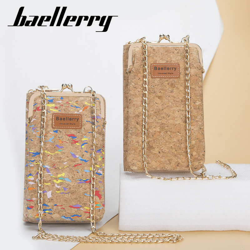 Picture of baellerry ladies wallet vertical wood grain mobile phone bag multi card wallet chain shoulder messenger bag wholesale