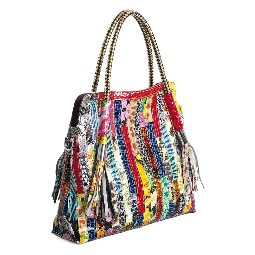 2025 Cross-border Factory in stock Leather Snake Pattern Color Striped Portable Crossbody European and American Commuter Women's Bag Light Luxury Style