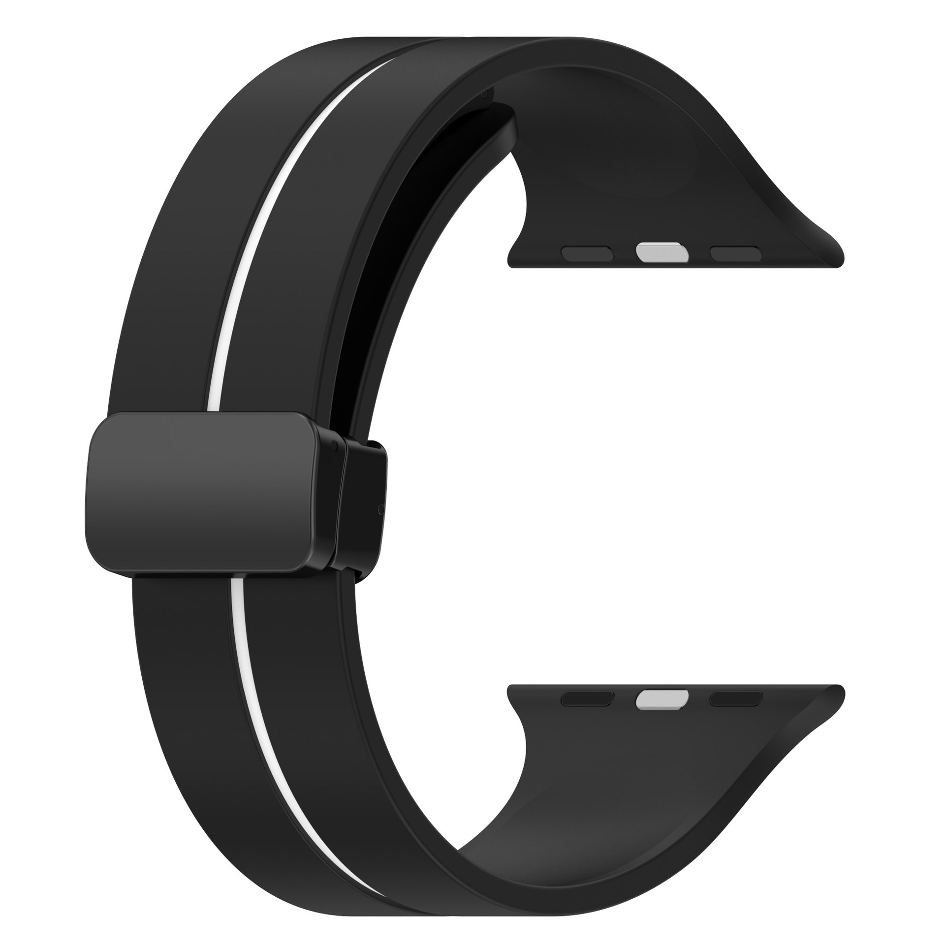 Picture of Two-color Striped Magnetic Folding Buckle Silicone Strap for Apple Watch Strap Magnetic Silicone Watch Strap