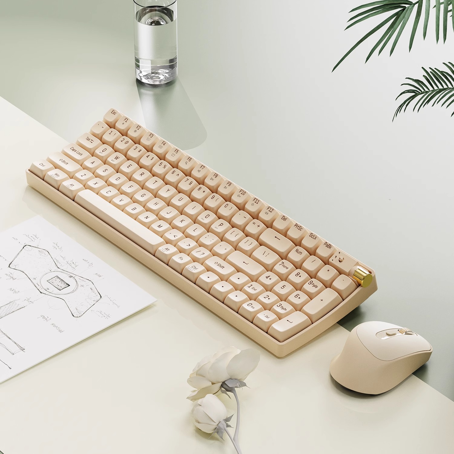 Picture of New product dream family small warped bluetooth mechanical keyboard mouse suit wireless multi-mode girls high color value computer office