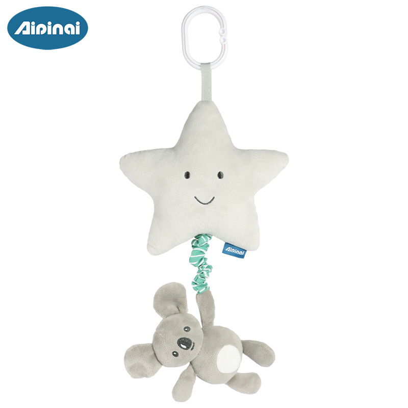Picture of Grey Animal Door Handle Bell Pull Doll Baby Wind Bell Fabric Pacifying Hanging Ornaments Early Education Pacifying Plush Toy