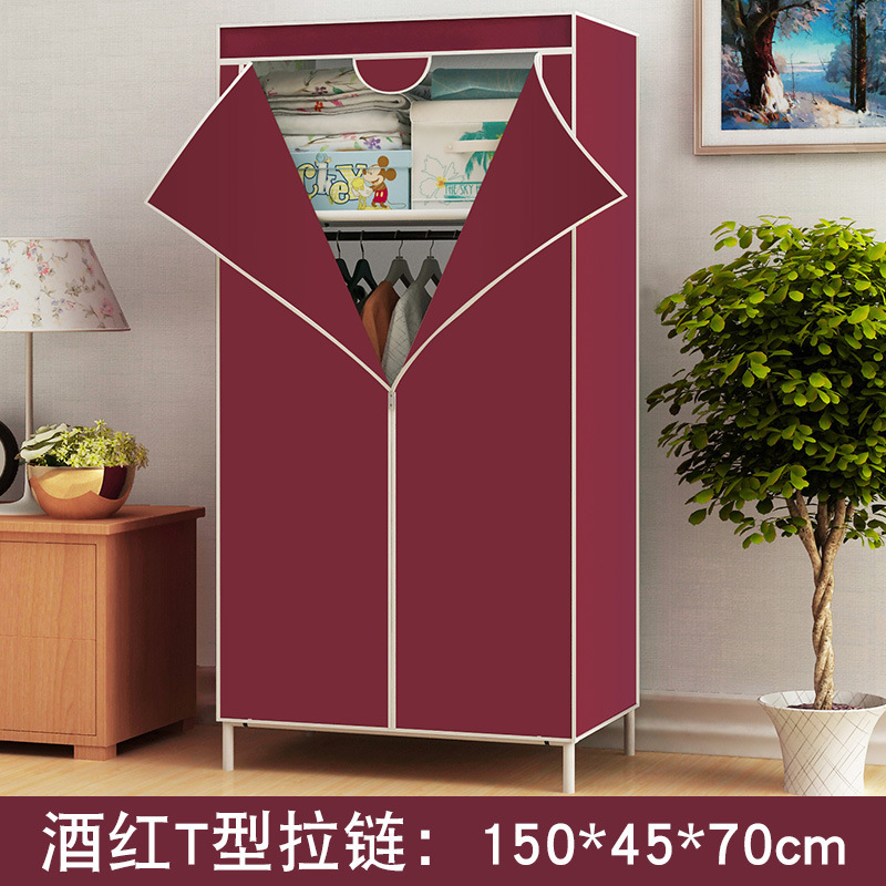 Picture of Ya Ruifan Reinforced Simple Cloth Wardrobe Storage Closet Dustproof Wardrobe Dormitory Steel Frame Reinforced Simple Modern Combination