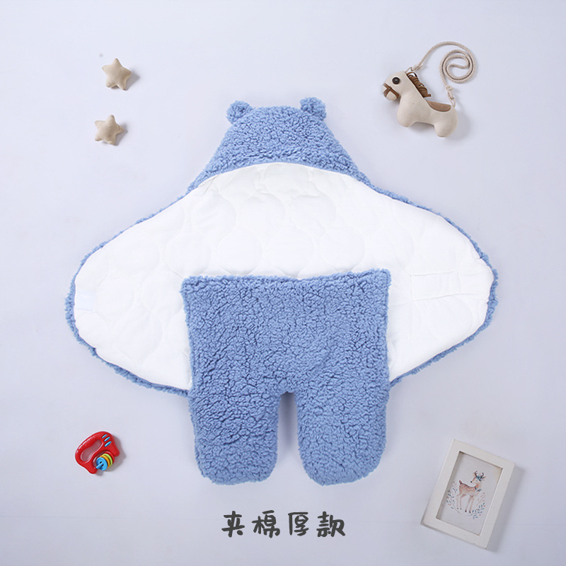Picture of Baby Sleeping Bag Baby Going Out in Winter Swaddling Newborn Split Swaddling with Velvet Warm Cushion
