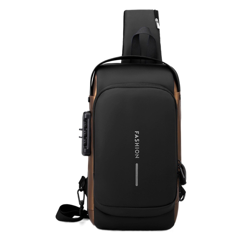 Men's Bag Single Shoulder Multifunctional Crossbody Bag Password Lock Sport Buse Bag Waterproof USB Charging Port Anti-theft Chest Bag