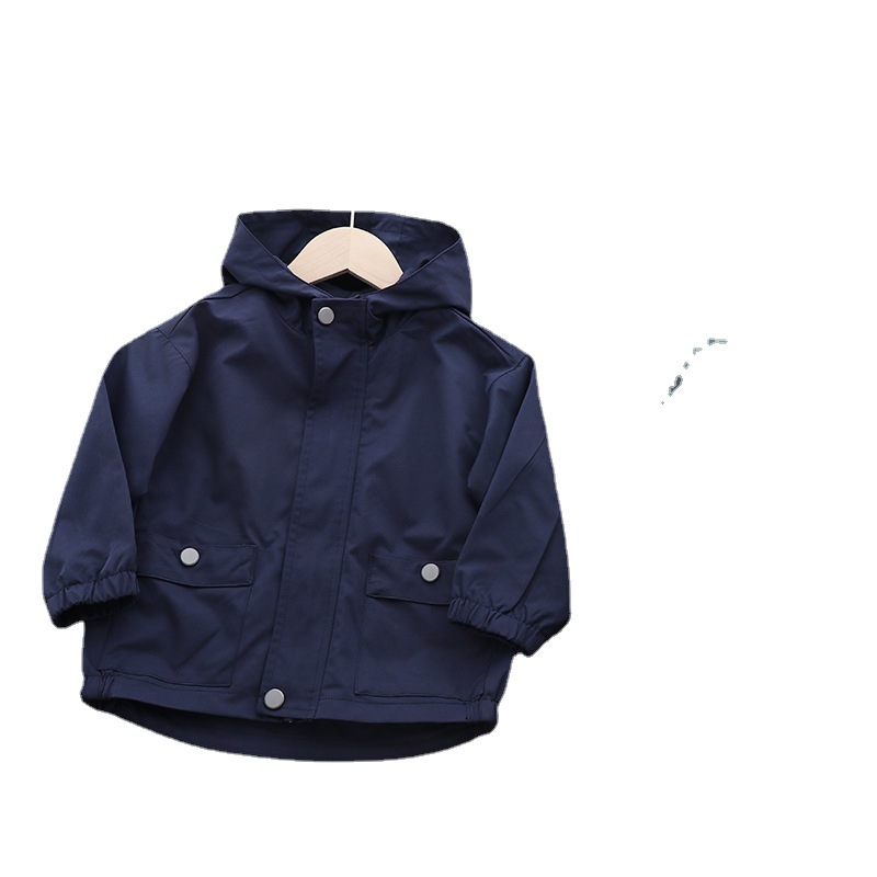 Picture of 2022 Spring and Autumn New Baby Solid Color Jacket Charge Clothes Boys Hooded Windbreaker Children Stylish Jacket Zipper Shirt