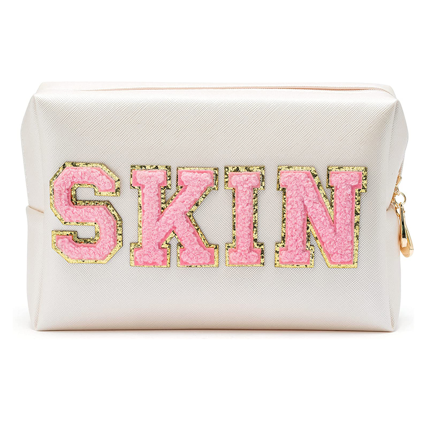 Picture of Amazon popular cosmetic bag pu towel embroidered letters octagonal storage bag travel portable wash bag cosmetic bag