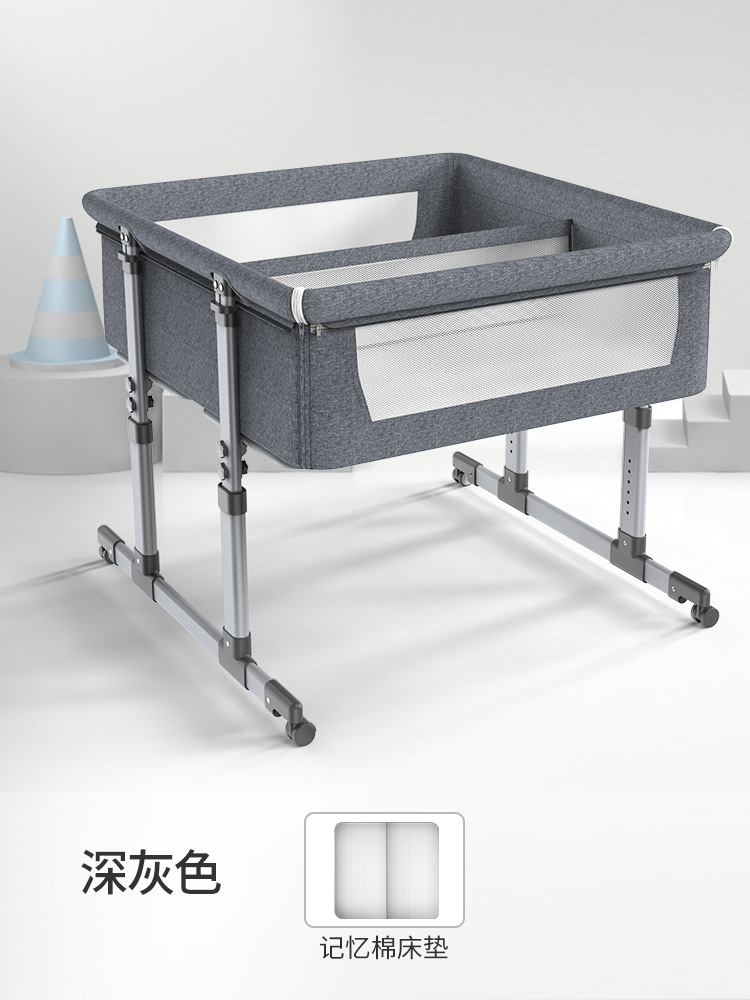 Picture of Twins Portable Movable Crib Foldable Height Adjustable Splicing Big Bed Baby Cradle Bed BB Bed