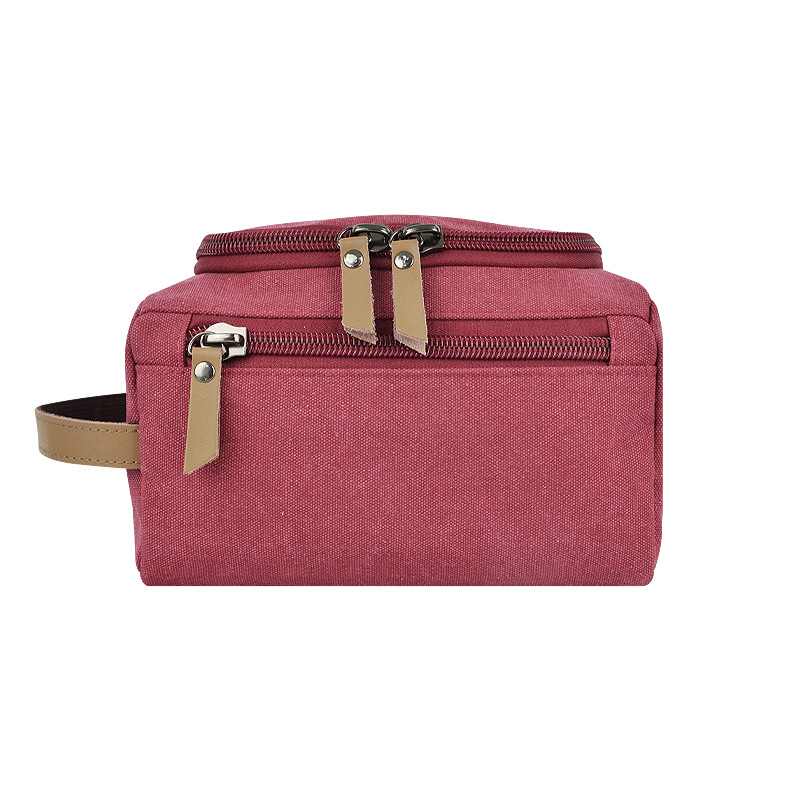 Picture of Men's Canvas Cosmetic Bag Women's Portable Portable Large Capacity Hook Multi-Layer Travel Business Aviation Toiletry Bag
