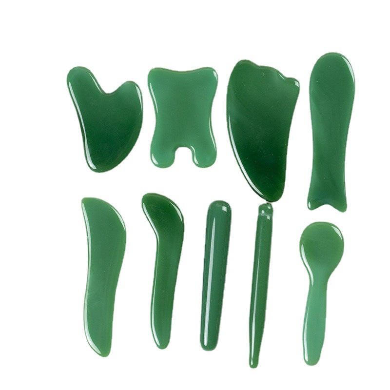 Picture of Green Synthetic Jade Scraping Massage Board Beauty Pulling Stick Beauty Salon Home Face Face Eye Whole Body