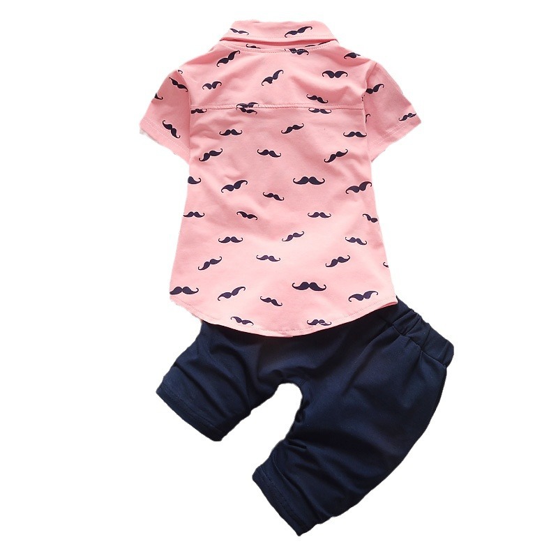 Picture of Foreign Trade K-Style 1-4 Years Old Kidsren's Clothing Infant Summer Two-Piece Set Boys' Suit Kidsren's Short-Sleeved Shirt Kidsren's Suit